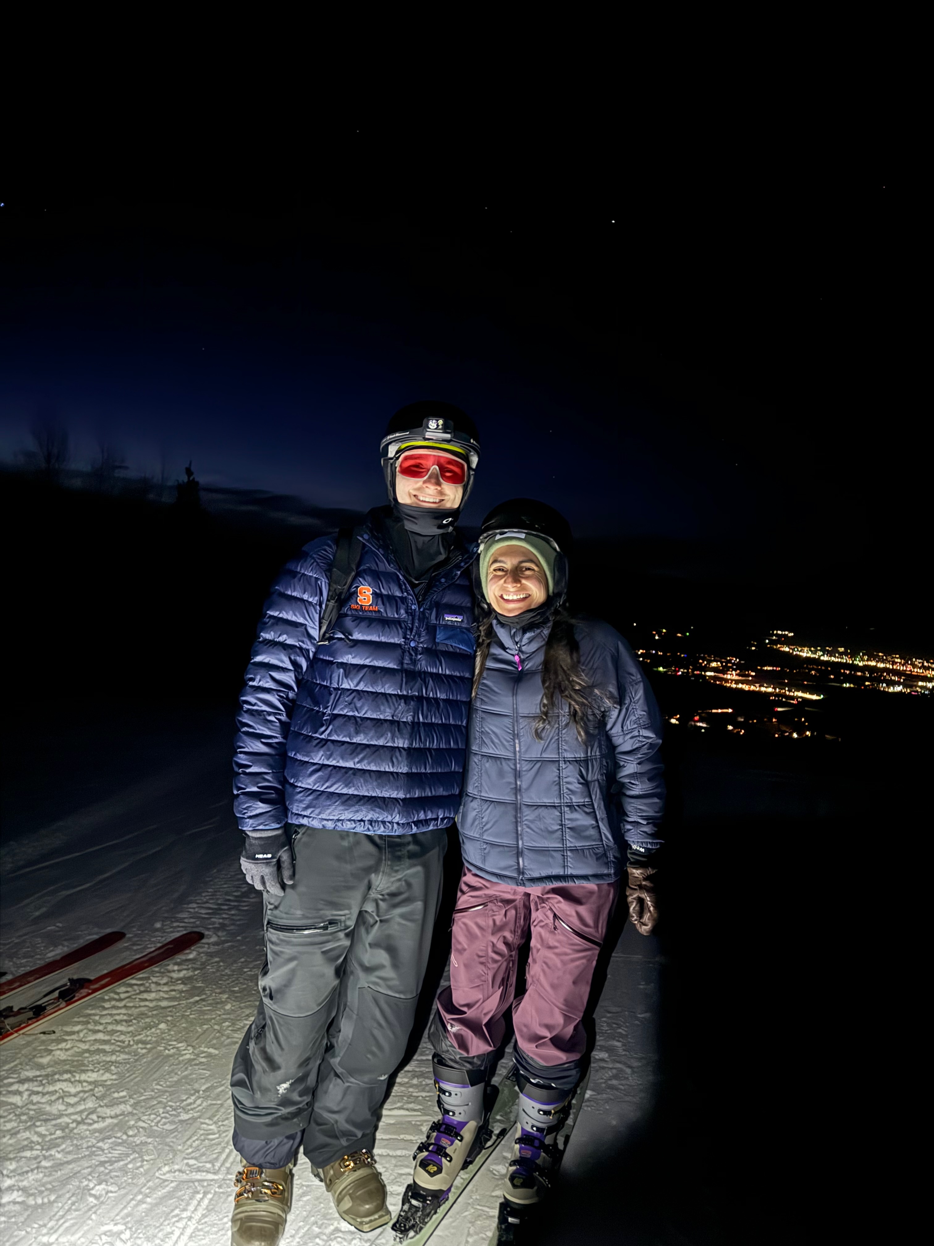 Night skiing together